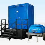 Double mains toilet on waste tank showing bowser