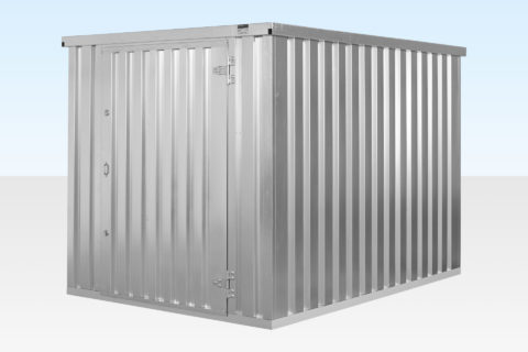 Side view of 3m Galvanised Flat Pack Storage Container Assembled