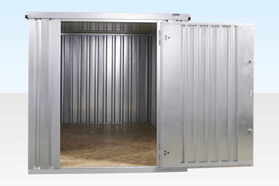 4m Galvanised Flat Pack Storage Container for Sale. Internal View.
