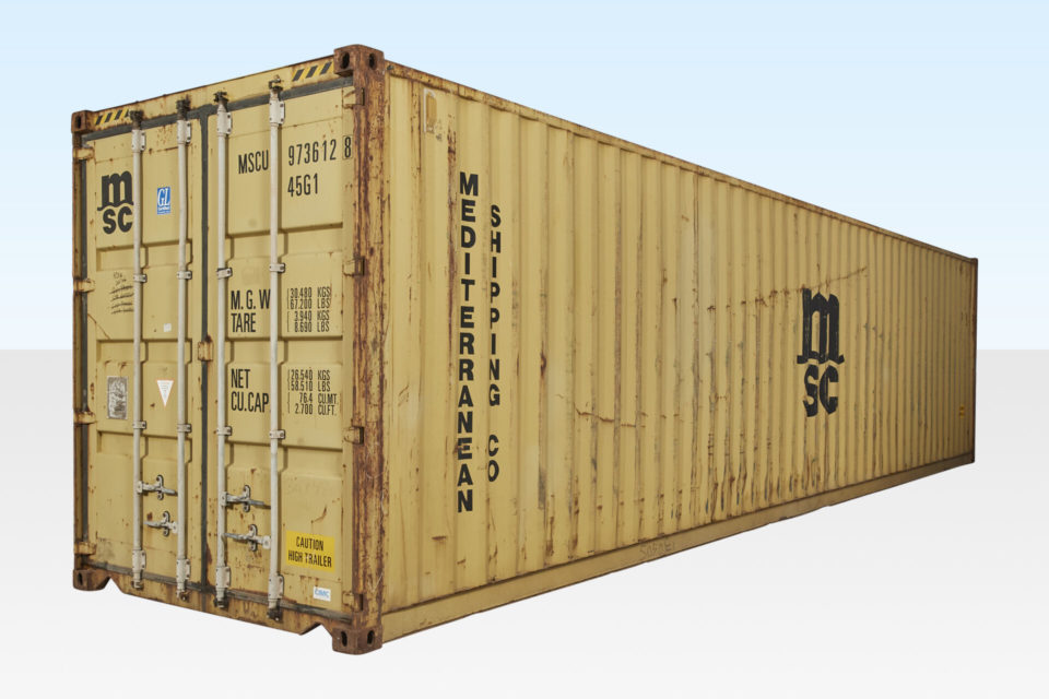 Used 40ft High Cube Shipping Container. External View.