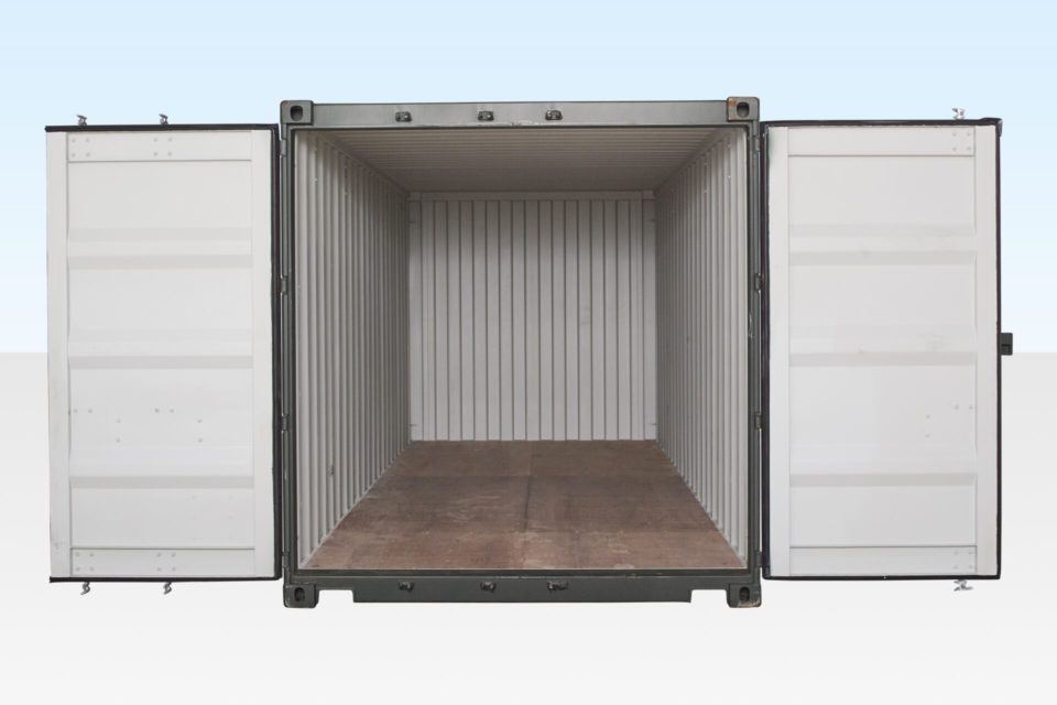 20ft Shipping Container - End View - Doors Open