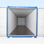 40ft Shipping Container - End View. Doors Open.