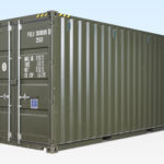 20ft High Cube Shipping Container - New. Exterior View. Green RAL6007