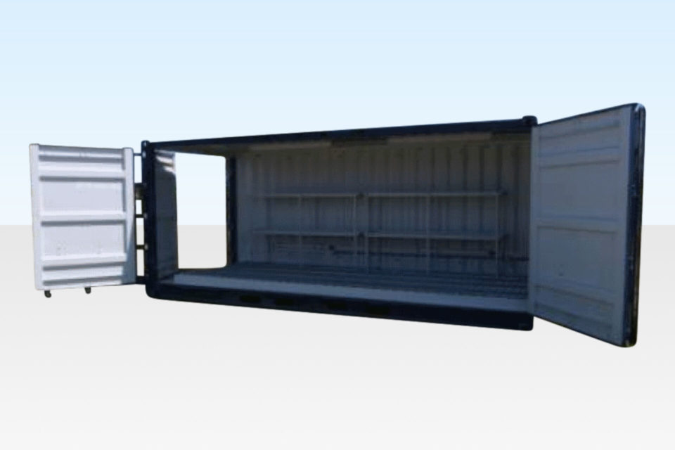 20ft Open Sided Bunded Container. Front and Side Doors Open