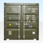 End View of 10ft Shipping Container. Dark Green. RAL 6007