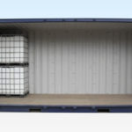 Front view of open sided container storing IBC