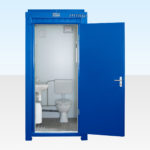 Hire a single mains site toilet - Blue RAL 5010