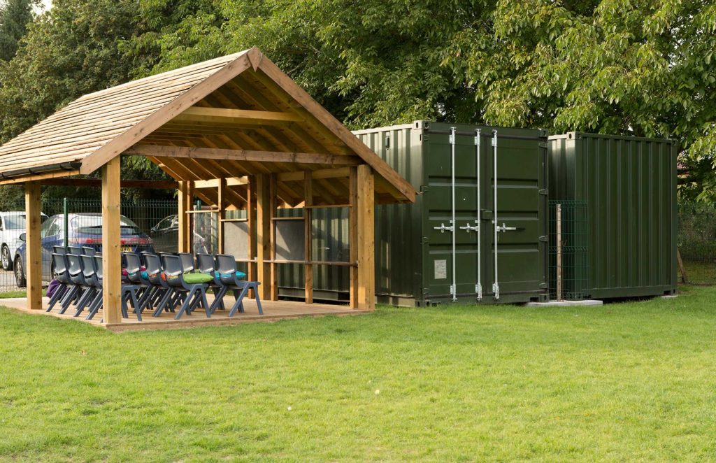 External view of container storage at Great Barton school