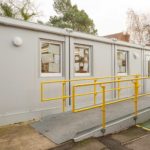 Outside modular classroom building