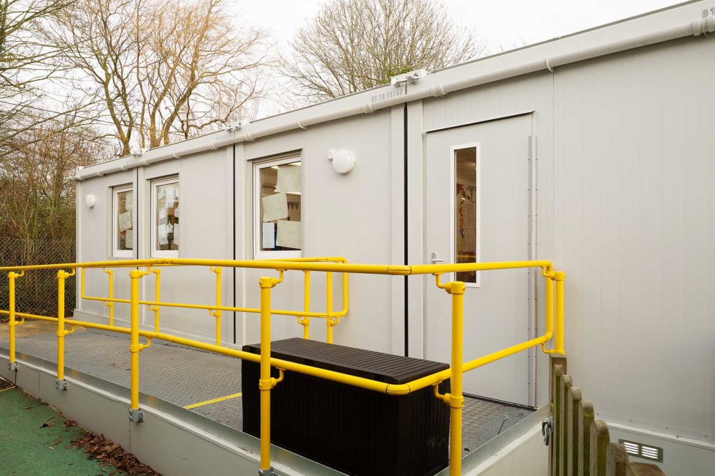 Ramp leading to new modular building for primary school