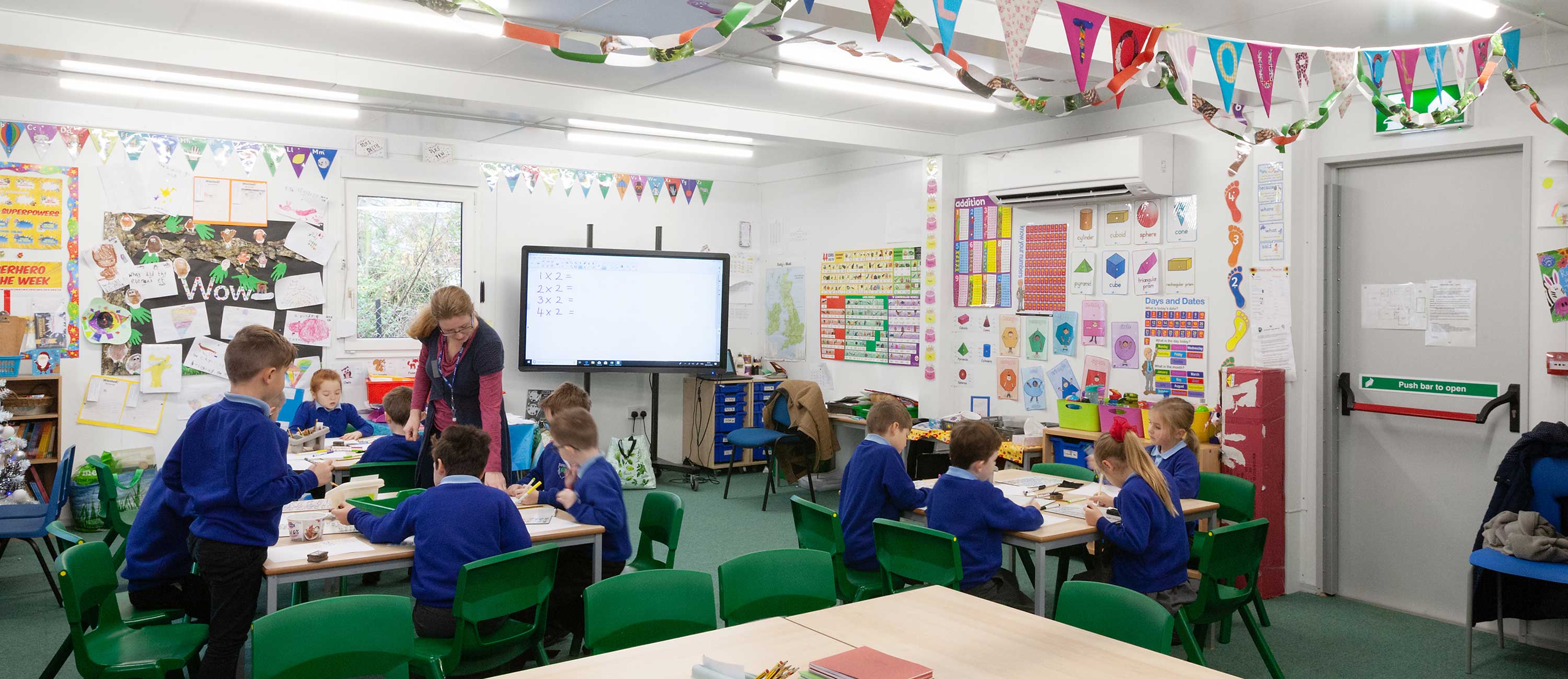 Inside a new modular classroom building