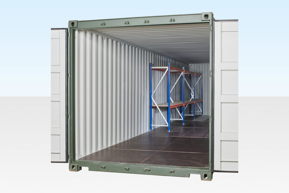2-Tier Racking 2 Bay in a 40ft Container