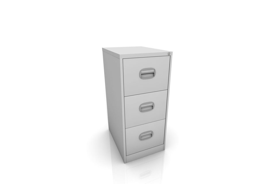 3 drawer meta filing cabinet for site office