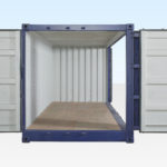 Hire container with opening doors front and side