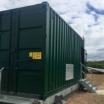 Converted container houses sub-station, transformers and switchgear
