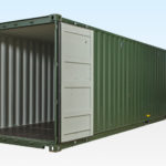 40ft Shipping Container Dark Green RAL 6007 Doors Open