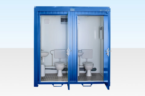 Mains Site Double Toilet for Sale - Door Open - RAL 5010