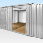 Galvanised Flat Pack Containers Linked Side by Side