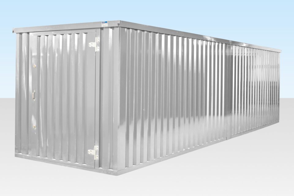 End on end linked flatpack containers - galvanised