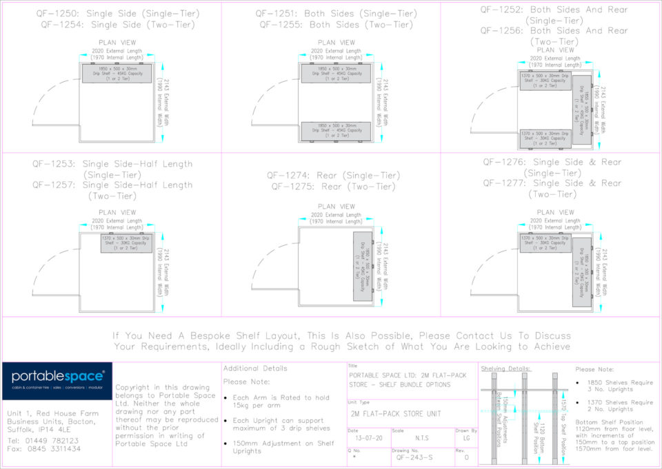 2m Flat Pack Shelving Layouts