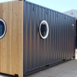 Rear view of converted cafe container