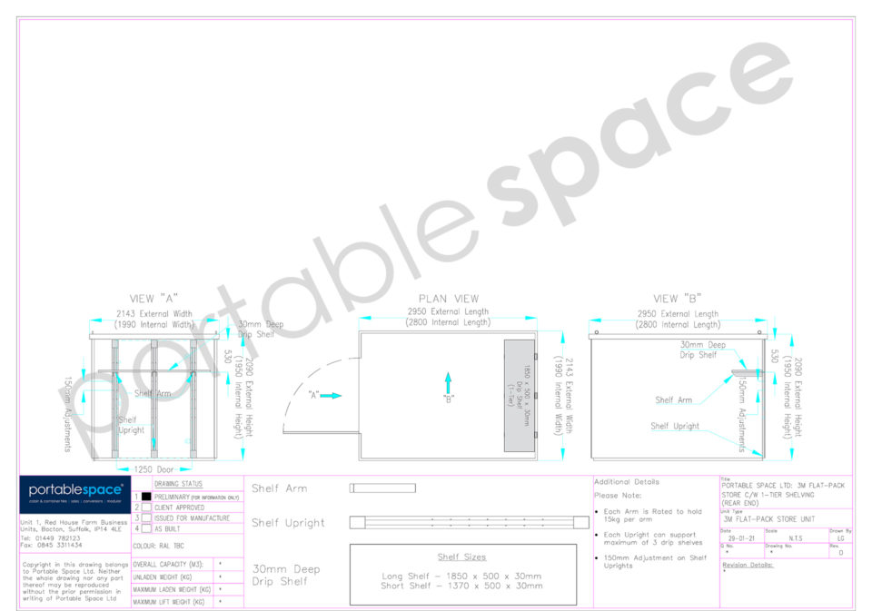 Diagram Rear Shelf in a 3m Flat Pack Store