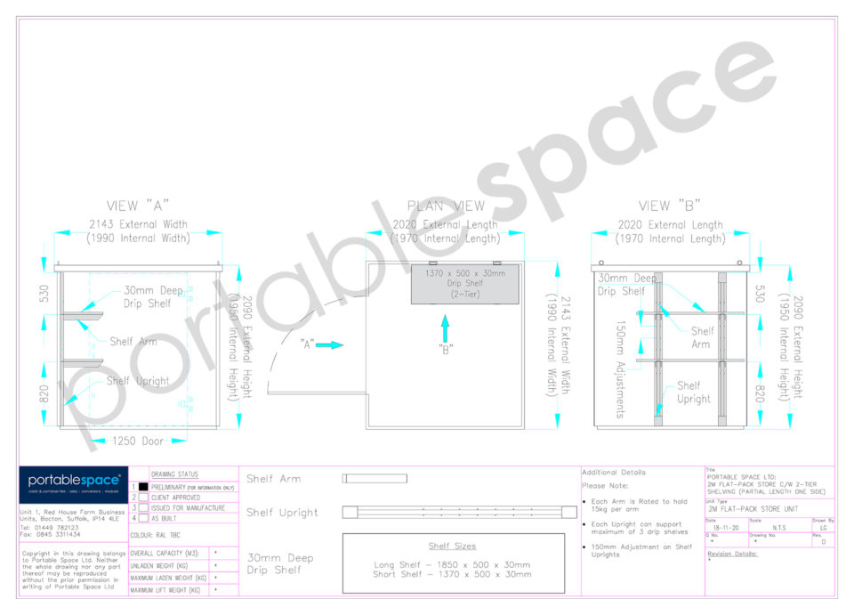 Layout Diagram 2-tier shelving for 2m store