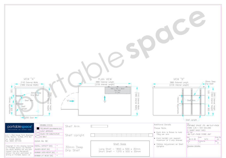 Layout Diagram - 4m Flat Pack Store Shelving