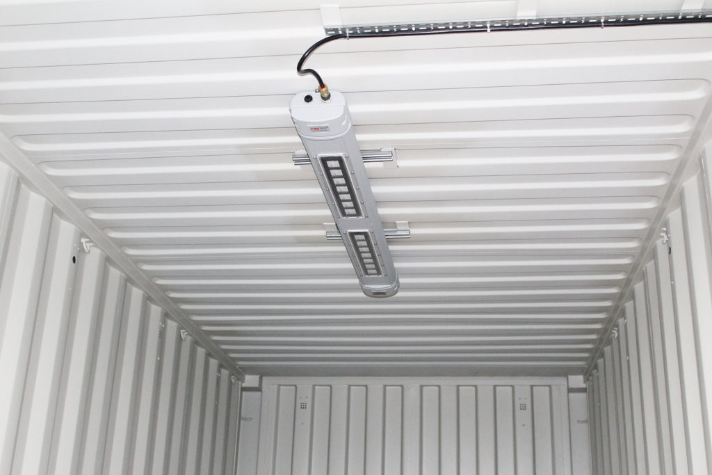 LED strip lighting inside a container