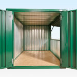 End View of Flat Pack Kiosk - Doors and hatch open