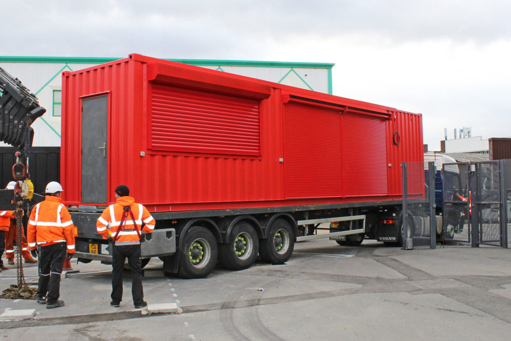 container bar being delivered to site