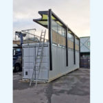 party roof added to converted container bar