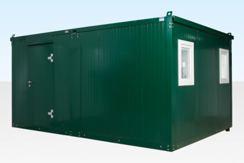 3.3m x 4.6m Side Linked Flat Pack Office Cabin - External View Door Closed